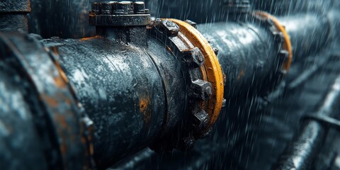 Galvanic sheath encasing the steam pipe within the steam line circuit, showcasing the importance of galvanic sheath in ensuring functionality and protection in industrial oil field operations.