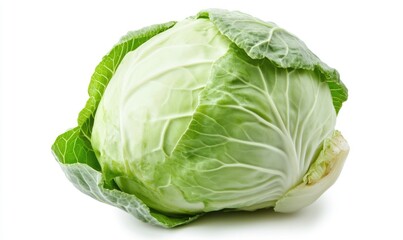 Fototapeta premium A large head of cabbage with a green leafy top