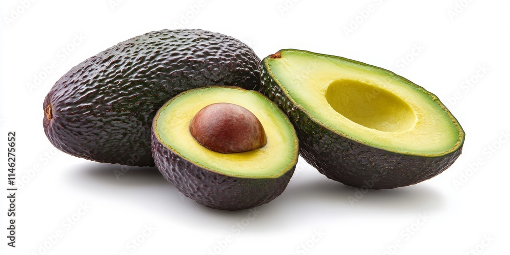 Poster avocado displayed against a clean white background, highlighting the vibrant color and texture of th