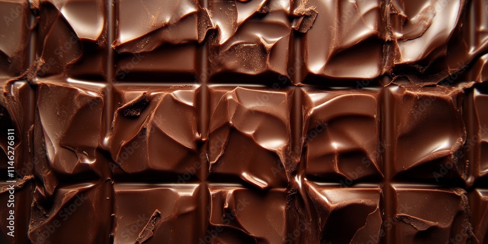 Poster close up of a chocolate bar s background, highlighting its rich texture and delectable appearance, p