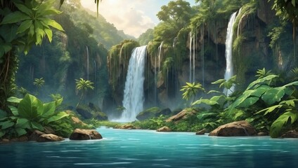 tropical waterfall