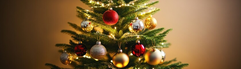 A beautifully decorated Christmas tree adorned with colorful ornaments and warm lights.