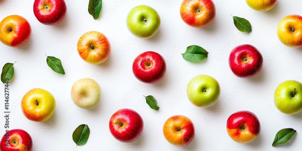 Poster vibrant healthy fruits background featuring a variety of apples on a clean white backdrop. this appl