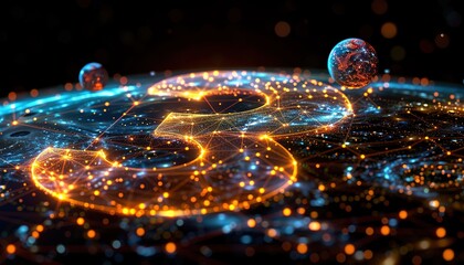 Abstract image of a number three in the form of a starry sky 