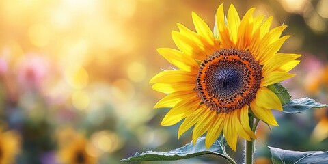 Obraz premium Stunning sunflower in a garden setting, showcasing the vibrant beauty of sunflowers against a softly blurred natural backdrop, emphasizing the enchanting allure of sunflowers in nature.