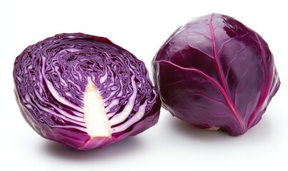Fototapeta premium A purple cabbage is cut in half