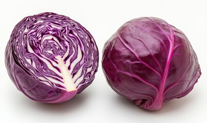 Fototapeta premium A purple cabbage is cut in half