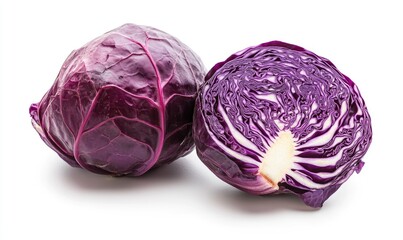 Fototapeta premium A purple cabbage is cut in half