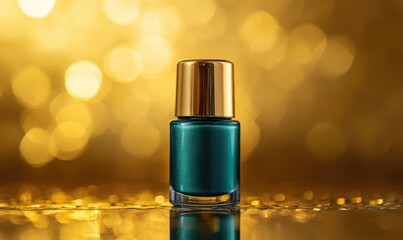 A bottle of nail polish is sitting on a table