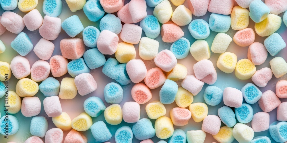 Aufkleber Colorful mini marshmallows create a vibrant background and delightful texture, perfect for adding a fun and whimsical touch to various design projects involving colorful mini marshmallows.