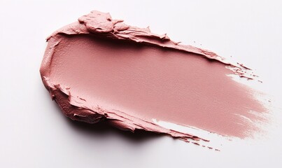 A pink blob of makeup is on a white background