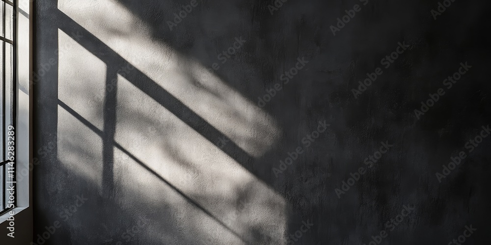 Leinwandbilder shadow cast from a window creates a striking contrast on a dark grey wall indoors, highlighting the 