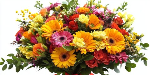 A beautiful bouquet featuring fresh flowers meticulously tied together, showcasing the vibrant colors and natural beauty of the fresh flowers arranged in a delightful display.
