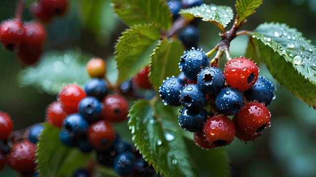 Blue berries in a branch - Powered by Adobe