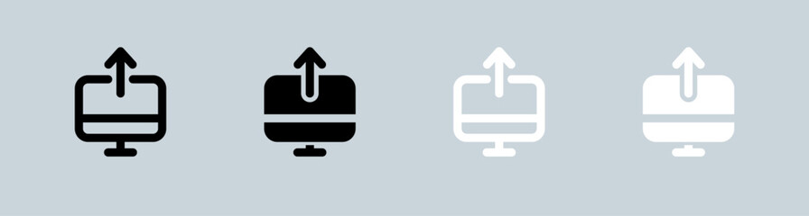 Obraz premium Publish icon set in black and white. Upload signs vector illustration.