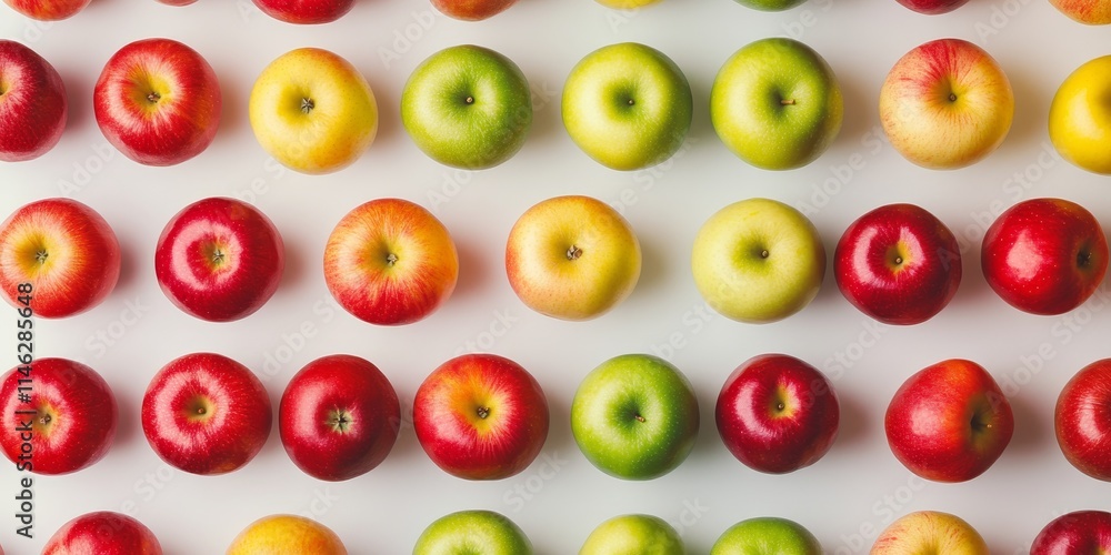 Poster vibrant healthy fruits background featuring a variety of apples on a clean white backdrop. this appl
