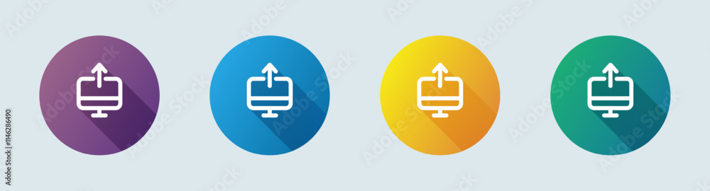 Aufkleber publish line icon in flat design style. upload signs vector illustration.