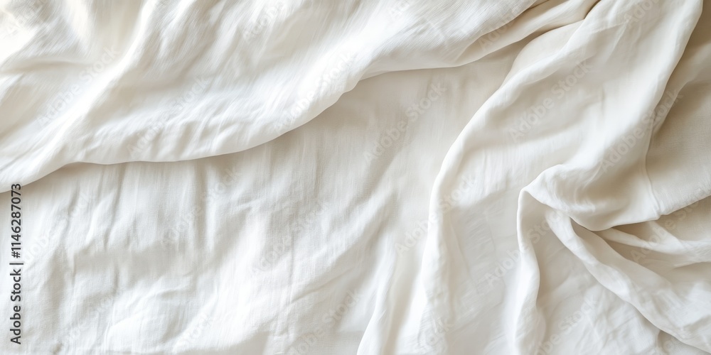 Poster close up view of bedding sheets featuring ample copy space for text, ideal for showcasing bedding sh