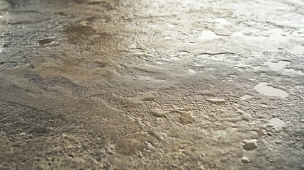 Naklejka premium Raindrops create distinct patterns on the concrete floor during rainfall, showcasing the beauty of rain as drops fall and interact with the textured surface of concrete.