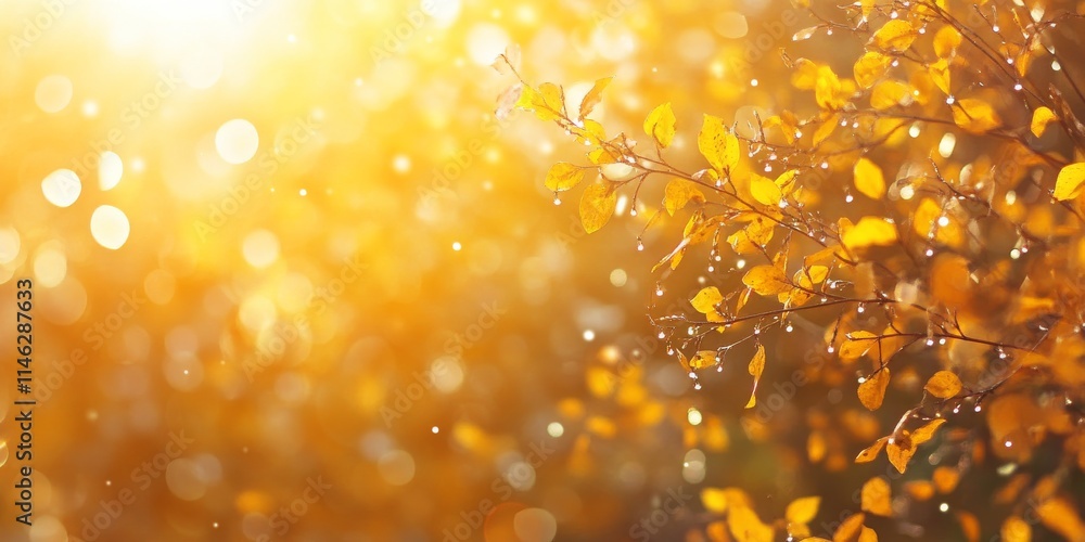 Poster orange autumn bokeh background showcasing nature inspired blurs creates a beautiful design element. 