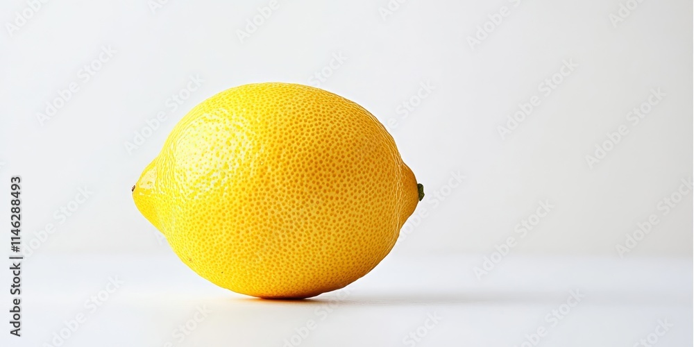 Poster fresh meyer lemon displayed on a clean white background, highlighting the vibrant color and texture 