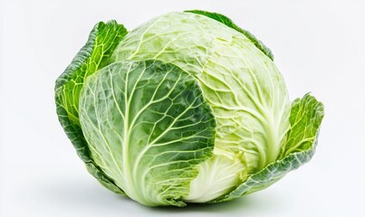 Fototapeta premium A large green cabbage with white veins