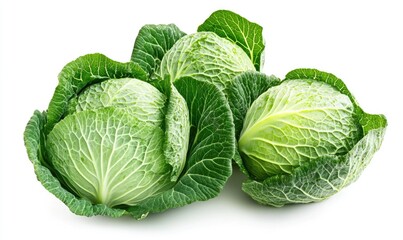 Fototapeta premium Three large green cabbage heads