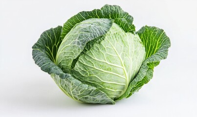 Obraz premium A large green cabbage with a white stem