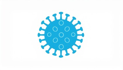 Bright Blue Minimalistic Coronavirus Icon Depicting a Stylized Viral Structure with Spikes on a White Background. Ideal for Use in Medical, Health, and Pandemic Awareness Campaigns and Designs