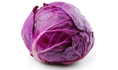 Fototapeta premium A purple cabbage is sitting on a white background