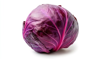 Obraz premium A large purple cabbage is sitting on a white background