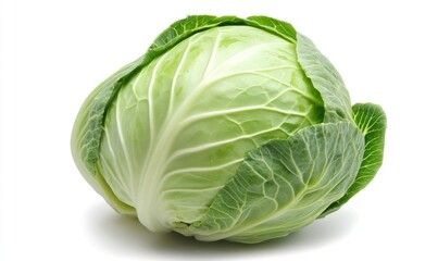 Obraz premium A large green cabbage with a white stem