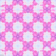 Floral Diamond Pattern: Delicate pink and white flowers are arranged in a diamond pattern for a soft, feminine, and geometric design. This seamless repeat pattern is perfect for wallpaper, fabric.