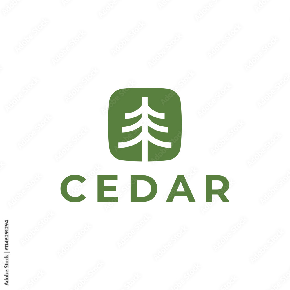 Wall mural Cedar pine tree logo nature organic environment icon symbol illustration