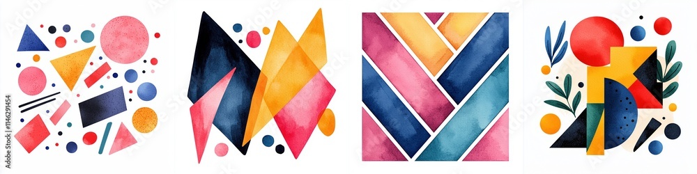 Poster laser beams interaction concept. a vibrant collection of abstract geometric shapes and patterns in b