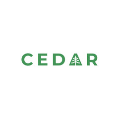 Fototapeta premium Cedar pine tree logo nature organic environment icon symbol illustration