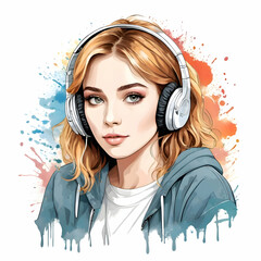 Music in watercolor t shirt design Ai generator
