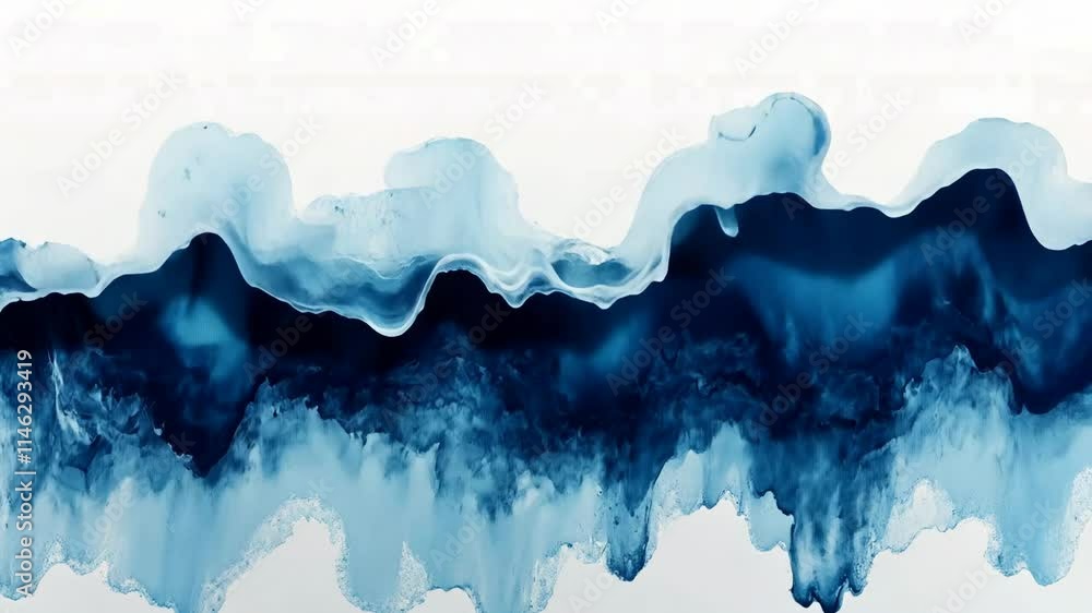 Poster abstract blue wave pattern illustrating fluid movement and dynamic shapes in a serene backdrop