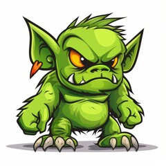 Obraz premium A cartoon illustration of a green goblin with large ears, sharp teeth, and a menacing expression.