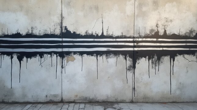 Minimalist Urban Mural of Parallel Lines