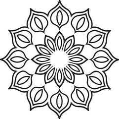 Mandala silhouette vector on a white background, mandala design for coloring book, vector mandala design