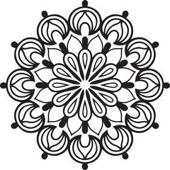 Mandala silhouette vector on a white background, mandala design for coloring book, vector mandala design