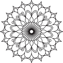 Mandala silhouette vector on a white background, mandala design for coloring book, vector mandala design