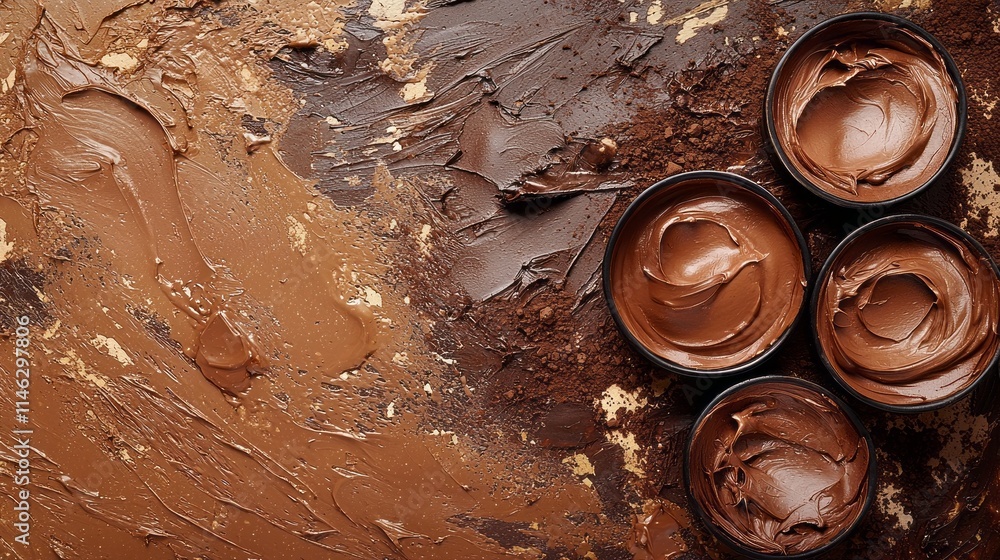 Aufkleber a brown and white background with chocolate sauce on it