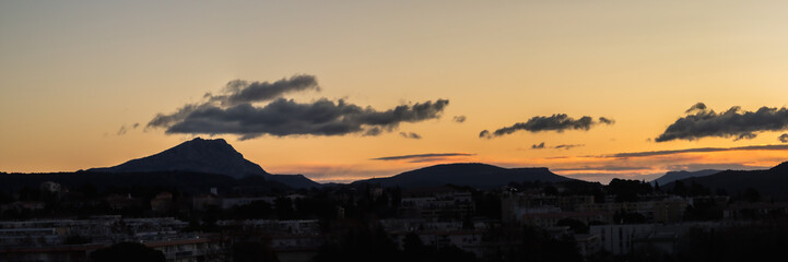 Sainte Victoire mountain in the light of an autumn morning