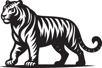 Fototapeta premium tiger, tiger logo vector, tiger vector illustration, tiger silhouette vector black and white full body eps file