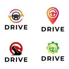 Obraz premium Set of Steering wheel logo. Automobile steer wheel illustration on white background