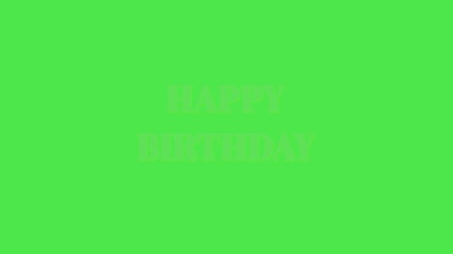 Video text animation happy birthday in green screen