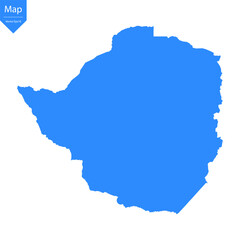 Obraz premium Blue map of Zimbabwe isolated on white background. Vector illustration eps10. 
