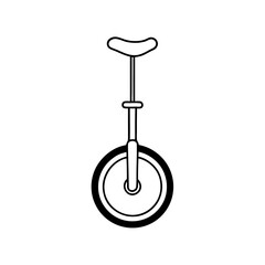 Unicycle Line Art on White Background